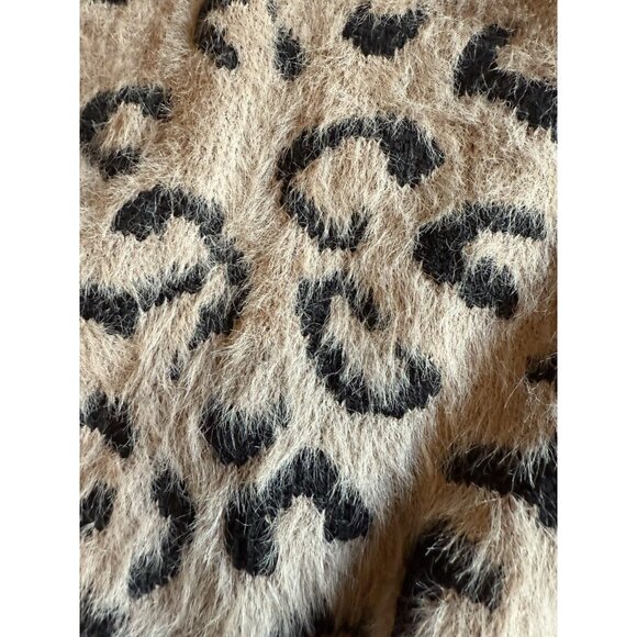 EUC Entro Women's Duster Cardigan Size Large Gray Knit Animal Print Open Front - Picture 6 of 7